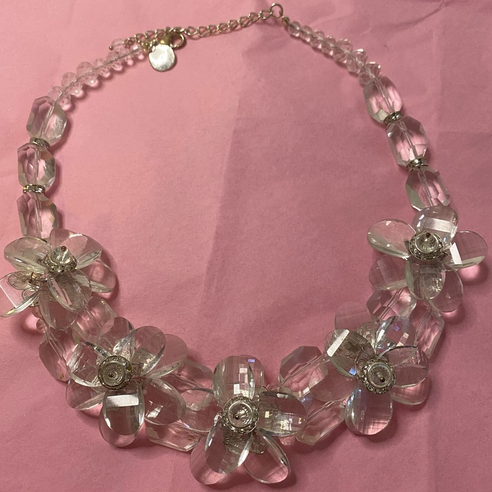 Clear Acrylic Flower Necklace